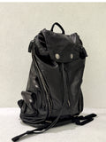 Distressed Vintage Leather Backpack | Unisex Full Grain Cowhide Rucksack | Multi-Zip Bag for Men and Women