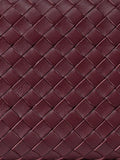 Double-Sided Weaving Noir Woven Lambskin Leather Shoulder Bag with Braided Handle and Gold Accents