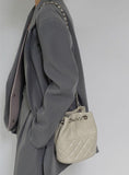 Elegant Calfskin Quilted Chain Bucket Bag Purse | Fashion Quilted Shoulder & Crossbody Purse