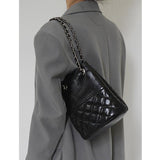 Elegant Calfskin Quilted Chain Bucket Bag Purse | Fashion Quilted Shoulder & Crossbody Purse
