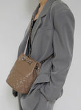 Elegant Calfskin Quilted Chain Bucket Bag Purse | Fashion Quilted Shoulder & Crossbody Purse