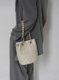 Elegant Calfskin Quilted Chain Bucket Bag Purse | Fashion Quilted Shoulder & Crossbody Purse