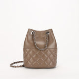 Elegant Calfskin Quilted Chain Bucket Bag Purse | Fashion Quilted Shoulder & Crossbody Purse