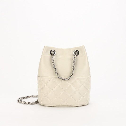 Elegant Calfskin Quilted Chain Bucket Bag Purse | Fashion Quilted Shoulder & Crossbody Purse