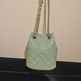 Elegant Calfskin Quilted Chain Bucket Bag Purse | Fashion Quilted Shoulder & Crossbody Purse