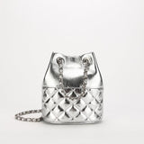 Elegant Calfskin Quilted Chain Bucket Bag Purse | Fashion Quilted Shoulder & Crossbody Purse
