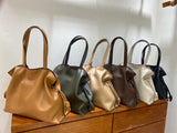 Elegant Oversized Cowhide Leather Tote Bag for Women with Drawstring Closure