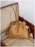 Elegant Oversized Cowhide Leather Tote Bag for Women with Drawstring Closure