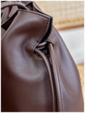 Elegant Oversized Cowhide Leather Tote Bag for Women with Drawstring Closure