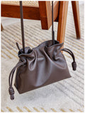 Elegant Oversized Cowhide Leather Tote Bag for Women with Drawstring Closure