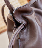 Elegant Oversized Cowhide Leather Tote Bag for Women with Drawstring Closure