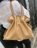Elegant Oversized Cowhide Leather Tote Bag for Women with Drawstring Closure