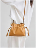 Elegant Oversized Cowhide Leather Tote Bag for Women with Drawstring Closure