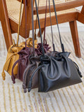 Elegant Oversized Cowhide Leather Tote Bag for Women with Drawstring Closure