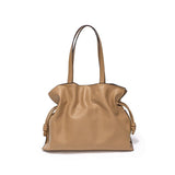 Elegant Oversized Cowhide Leather Tote Bag for Women with Drawstring Closure