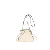 Elegant Small Cowhide Leather Shoulder Bag Crossbody Bag for Women with Drawstring Closure