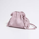 Elegant Small Cowhide Leather Shoulder Bag Crossbody Bag for Women with Drawstring Closure