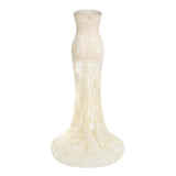 Elegant Floral Formal Gown Dress with Train, Slim Fit Luxury Backless Long Champagne Evening Dress for Weddings