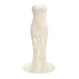 Elegant Floral Formal Gown Dress with Train, Slim Fit Luxury Backless Long Champagne Evening Dress for Weddings