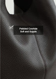 Essentials Slouchy Leather Hobo Bag, Must-have Fashion Designer Minimalist Handbag, Cowhide Bucket Bag