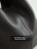 Essentials Slouchy Leather Hobo Bag, Must-have Fashion Designer Minimalist Handbag, Cowhide Bucket Bag