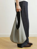 Essentials Slouchy Leather Hobo Bag, Must-have Fashion Designer Minimalist Handbag, Cowhide Bucket Bag beige
