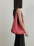 Essentials Slouchy Leather Hobo Bag, Must-have Fashion Designer Minimalist Handbag, Cowhide Bucket Bag