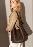 Essentials Slouchy Leather Hobo Bag, Must-have Fashion Designer Minimalist Handbag, Cowhide Bucket Bag