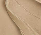 Essentials Slouchy Leather Hobo Bag, Must-have Fashion Designer Minimalist Handbag, Cowhide Bucket Bag beige