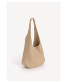 Essentials Slouchy Leather Hobo Bag, Must-have Fashion Designer Minimalist Handbag, Cowhide Bucket Bag beige