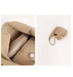 Essentials Slouchy Leather Hobo Bag, Must-have Fashion Designer Minimalist Handbag, Cowhide Bucket Bag beige