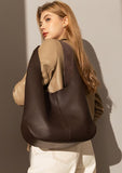 Essentials Slouchy Leather Hobo Bag, Must-have Fashion Designer Minimalist Handbag, Cowhide Bucket Bag
