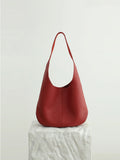 Essentials Slouchy Leather Hobo Bag, Must-have Fashion Designer Minimalist Handbag, Cowhide Bucket Bag