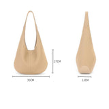 Essentials Slouchy Leather Hobo Bag, Must-have Fashion Designer Minimalist Handbag, Cowhide Bucket Bag beige