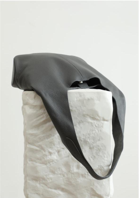 Essentials Slouchy Leather Hobo Bag, Must-have Fashion Designer Minimalist Handbag, Cowhide Bucket Bag