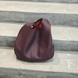 Essentials Slouchy Leather Hobo Bag, Must-have Fashion Designer Minimalist Handbag, Cowhide Bucket Bag