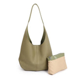 Essentials Slouchy Leather Hobo Bag, Must-have Fashion Designer Minimalist Handbag, Cowhide Bucket Bag