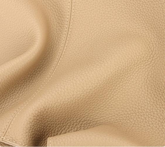 Essentials Slouchy Leather Hobo Bag, Must-have Fashion Designer Minimalist Handbag, Cowhide Bucket Bag beige