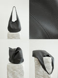 Essentials Slouchy Leather Hobo Bag, Must-have Fashion Designer Minimalist Handbag, Cowhide Bucket Bag