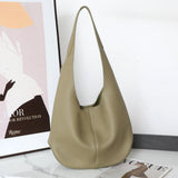 Essentials Slouchy Leather Hobo Bag, Must-have Fashion Designer Minimalist Handbag, Cowhide Bucket Bag