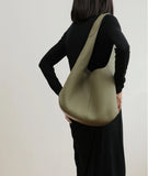 Essentials Slouchy Leather Hobo Bag, Must-have Fashion Designer Minimalist Handbag, Cowhide Bucket Bag