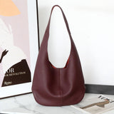 Essentials Slouchy Leather Hobo Bag, Must-have Fashion Designer Minimalist Handbag, Cowhide Bucket Bag