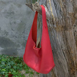 Essentials Slouchy Leather Hobo Bag, Must-have Fashion Designer Minimalist Handbag, Cowhide Bucket Bag