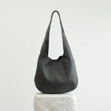 Essentials Slouchy Leather Hobo Bag, Must-have Fashion Designer Minimalist Handbag, Cowhide Bucket Bag