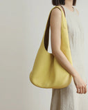 Essentials Slouchy Leather Hobo Bag, Must-have Fashion Designer Minimalist Handbag, Cowhide Bucket Bag