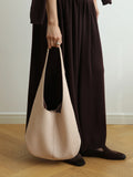 Essentials Slouchy Leather Hobo Bag, Must-have Fashion Designer Minimalist Handbag, Cowhide Bucket Bag