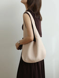 Essentials Slouchy Leather Hobo Bag, Must-have Fashion Designer Minimalist Handbag, Cowhide Bucket Bag