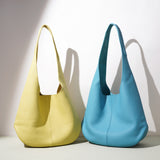 Essentials Slouchy Leather Hobo Bag, Must-have Fashion Designer Minimalist Handbag, Cowhide Bucket Bag