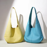 Essentials Slouchy Leather Hobo Bag, Must-have Fashion Designer Minimalist Handbag, Cowhide Bucket Bag