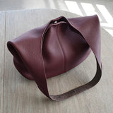 Essentials Slouchy Leather Hobo Bag, Must-have Fashion Designer Minimalist Handbag, Cowhide Bucket Bag